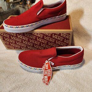Women's Vans Slip On Canvas Shoes- "Rainbow Checkered"- New in Box- Size 7d "-
